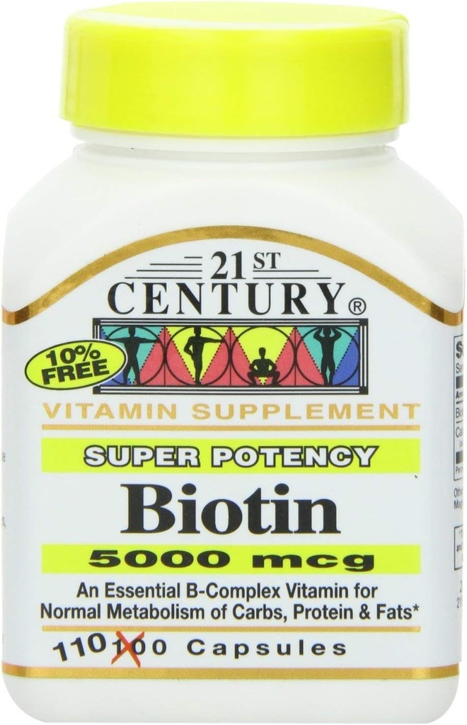 Biotin 5000 Mcg kapsułki, 330 Hrabia (w 3 butelkach) / Biotine 5000 Mcg kapsułki, 330 Hrabia (En 3 buteilles)