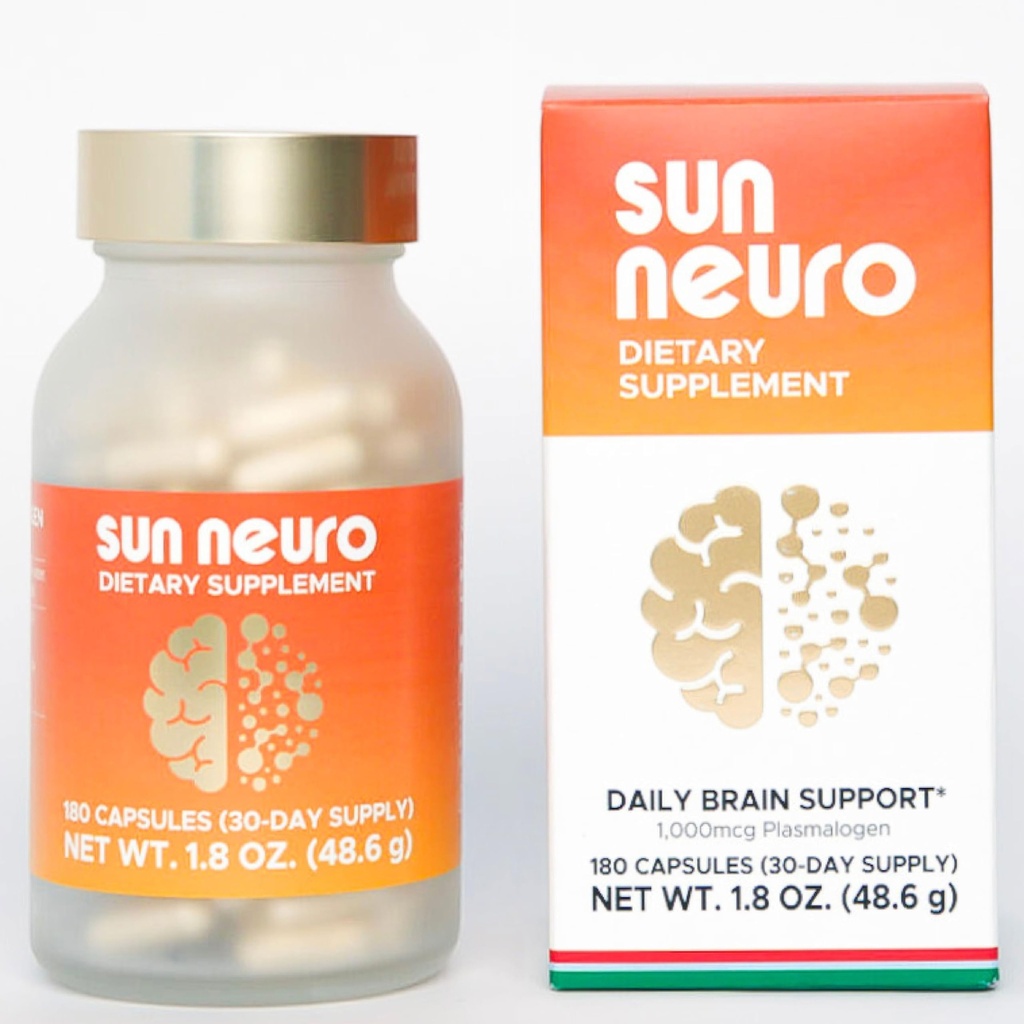 Niedz Chlorella Sun Neuro Nootropowy Suplement Mózgu - Codzienne stężenie pamięci i suplement ogniskowy dla kobiet i mężczyzn - Naturalny Plazmalogen Boost z Morskich Ananasów - 180 Kapsułki