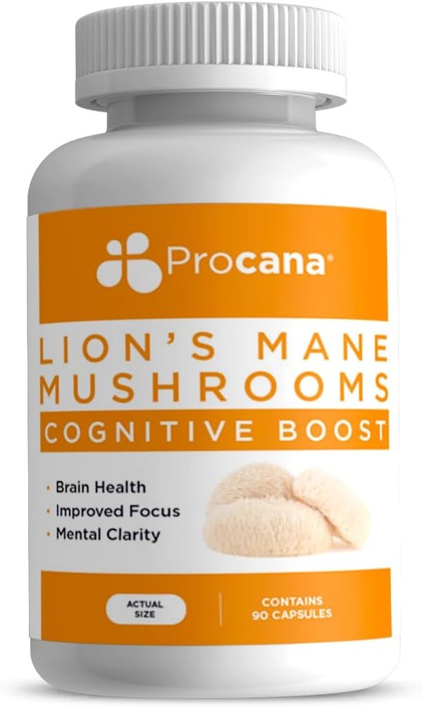 Lions Mane Mushroom Kapsułki (dodatkowa siła 1.500mg / serwowanie) dla zdrowia mózgu, psychicznej klarowności, pamięci i ostrości. 45,000 mg na butelkę 90ct