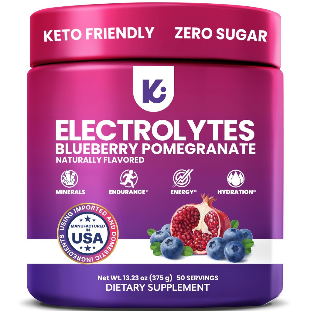 Keppi Electrolytes Proszek - Pomarańcza jagodowa Flavor 50 Służenia - Nie Sugar Hydration Supplement z potasu, Magnezu, Sodu - Keto, Wegan, Przyjazny do montażu, Zero Calorie Electrolyte Drink