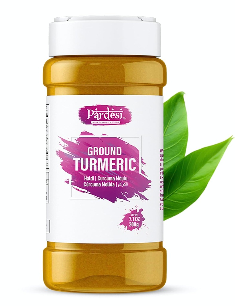 Pardesi Turmeric Root Powder 8.11 OZ (230g) Natural, 100% Curcumin Ground I Haldi I NON GMO, Indian Origin, Easy to Store Jar with Shaker - Turmeric Powder, Tumeric Powder, Curcuma en Polvo 100% Pure, Salt Free - Vegan - gluten Friendly I Indian Pochodzenie