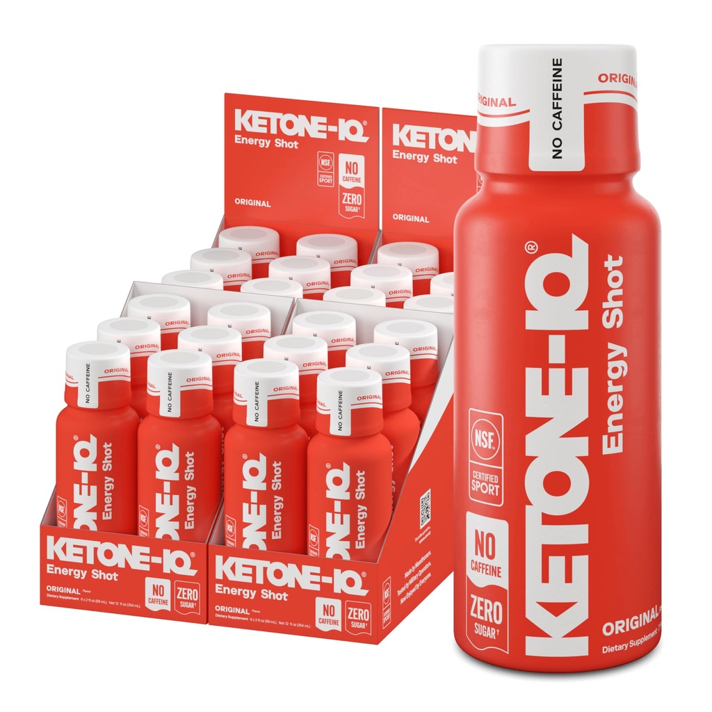 Ketone- IQ Brak kofeiny Egzogenne Ketones Energy Shots - 24 Pack of Caetine Free Energy Drinki z 10 g Ketones - Sugar Free, Salt Free, and All Natural (Original)