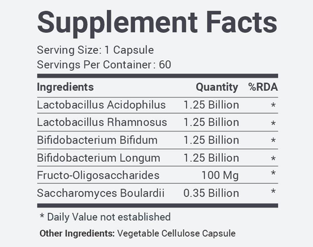 Generic Pre & Probiotics Supplement Agregat 124; Gut Health Supplement Made with 06 Healthy Bacterias Agregates 124; Helps Disease Agregates 124; Supports Urynary Tract Agregates 124; Helps Regulate Buwel Movements Agregable 124; (60 Kapsułki)