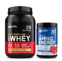 Optimum Nutrition Dynamic Duo Bundle: Amino Energy, Blue Malina (30 Służenia) i Gold Standard 100% Proszek białka serwatki, French Vanilla Creme (29 Słupki)