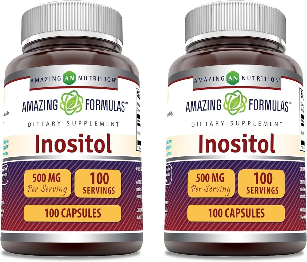 Amazing Supplement Inositol Supplement DEVE 124; 500 Mg Per Serving EVE 124; 100 Kapsułek DEVE 124; Non- GMO DEVE 124; Gluten Free EVE 124; Made in USA DEVE 124; Pack of 2