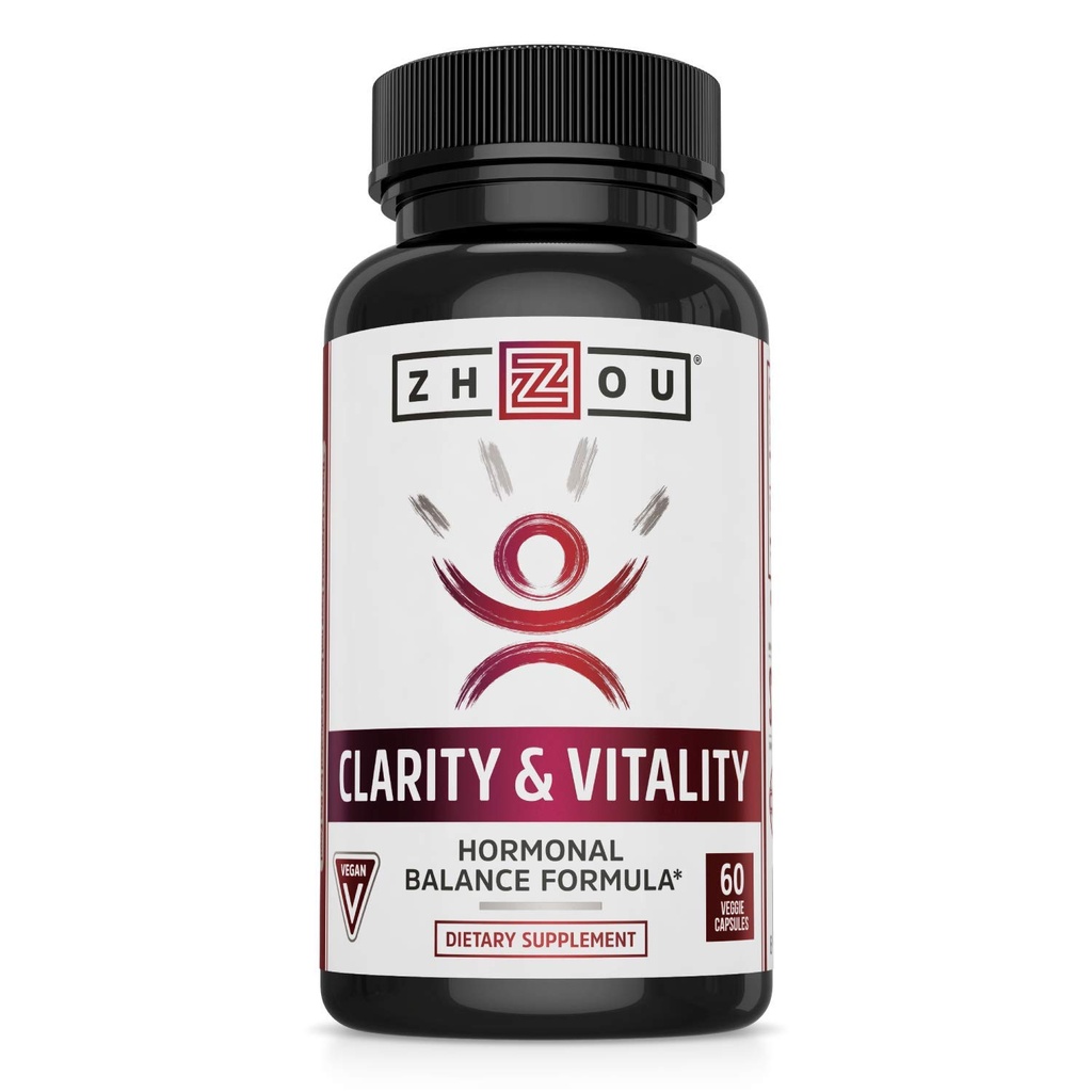ZHOU Clarity and Vitality (Formerly DHEA) 50 mg, Hormonal Balance Formula dla kobiet i mężczyzn, Zdrowe starzenia, Non-GMO, Wegan, Gluten Free, 60 Kapsułki