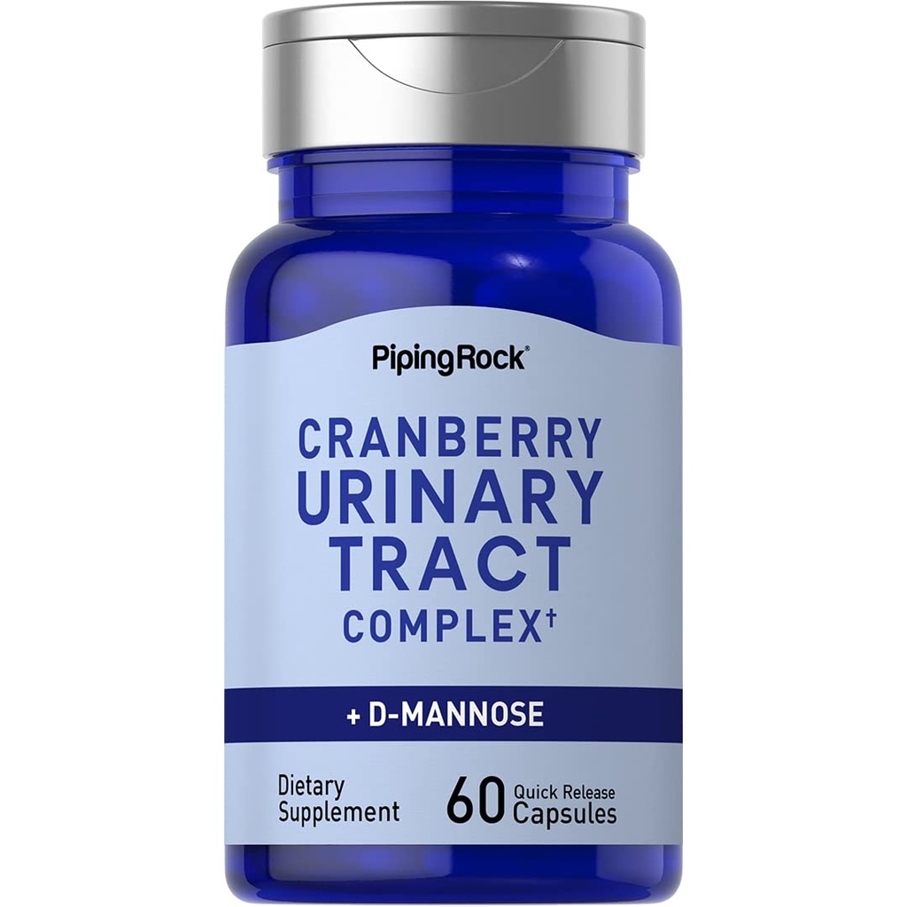 Pipping Rock Cranberry Complex Supplement Supplement 124; 60 Kapsułki 124; z D- Mannose i mieszanka probiotyczna dla kobiet i mężczyzn 124; Advanced Urininary Formula British 124; Non-GMO, Gluten Free
