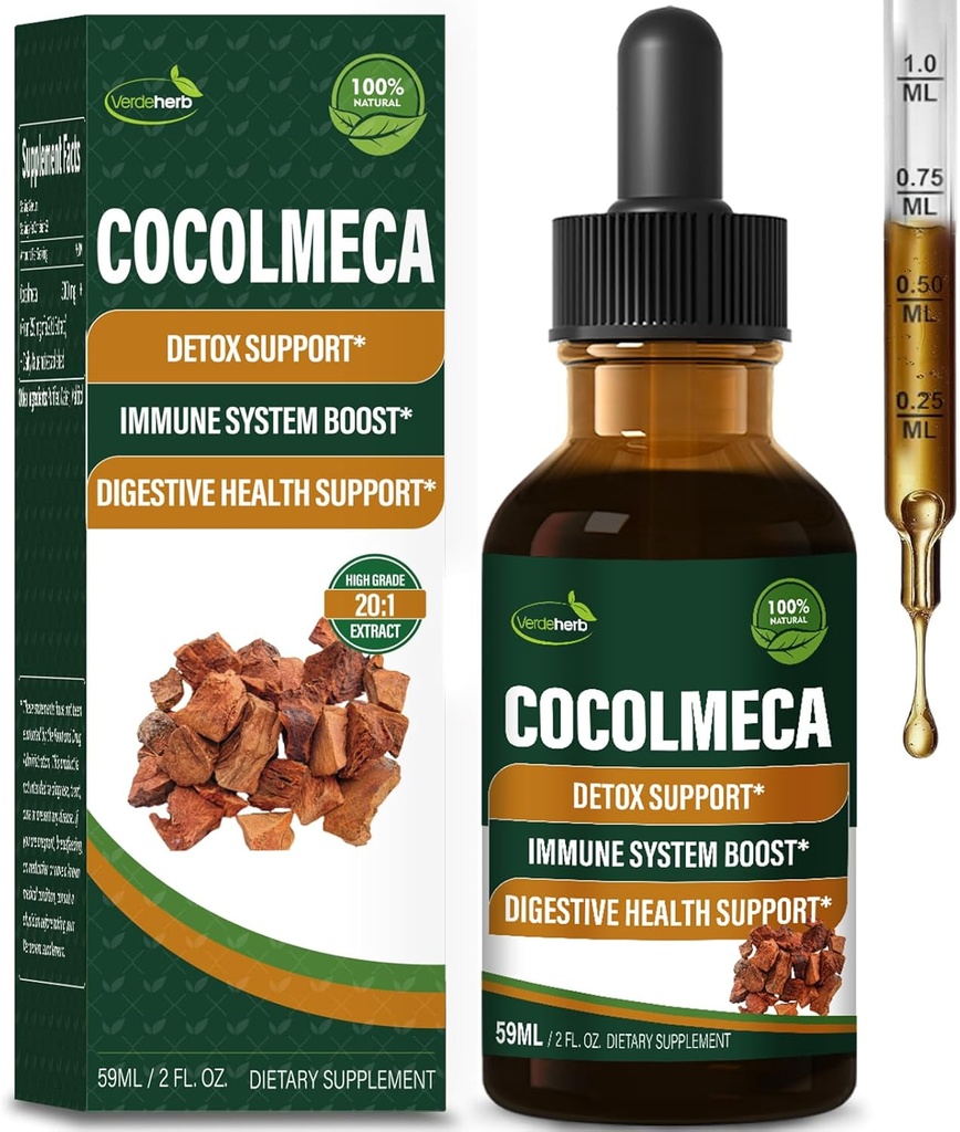Cocolmeca Bark płynne krople, Nature Herbal Extract Supplement for Body Detox Cleanse Support, Immune System Boost & Digestive Health. Gotas de Cocolmeca 2oz