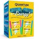 Quantum Energy Square - Energy Bar z kofeiną i 10 g białka, Zdrowe przekąski On the Go - Wegan, Gluten- Free, Soy & Dairy-Free - Variety 4- Pack