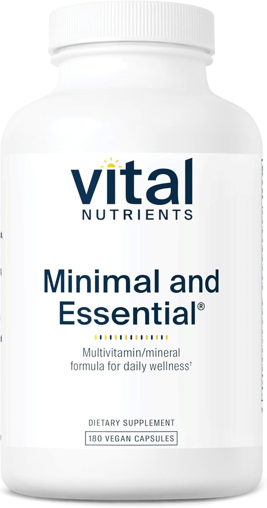 Vital Nutrigents Minimal and Esential Multivitamin Amend124; Vegetarian One per Day Multi Witamina, Mineral, & Antioksydant Supplement * Amend124; Iron- Free Amend124; Gluten, Dairy, Soy Free Amend124; Non-GMO Amend124; 180 Kapsułki