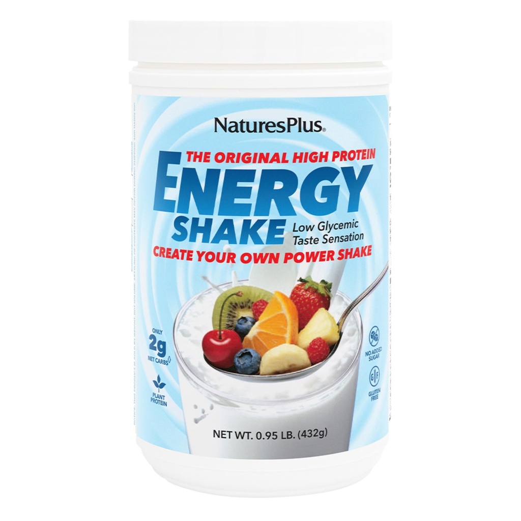 NaturesPlus Energy Shake - 0.95 lb - 16 gramów białka bazującego na plantacjach na porcję - Zawiera enzymy wspomagające digestion- No Added Sugar - Non-GMO, Wegetarianin, Gluten Free - 16 Sług
