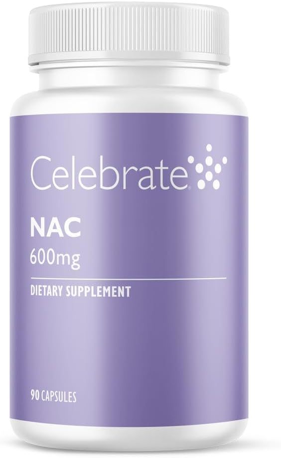 Celebrate Vitamin NAC (N- Acetyl Cysteine) Suplement, 600 mg na kapsułkę, Gluten Free, Non-GMO, 90 kapsułki