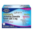 Ohm Dzieci Lorraine Chewable, Dye Free, Guma do żucia, Non-Drowsy 24h Ulga z kichania, Runny nos, Wodne oczy, swędzące gardło lub nos, Antihistamina, Wewnętrzne i zewnętrzne alergie, 5mg, 30 Tabletki