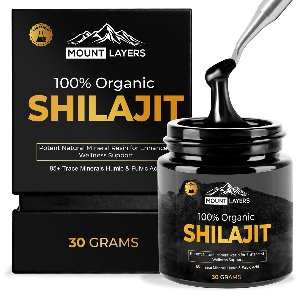 Pure Shilajit Resin with Fulvic Acid - Himalayan Shilajit for Men & Women with 85 + Trace Minerals - Supports Metabolic - Bone Health and Immune System - 500mg - 60 Servings - 30g Jar