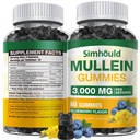 1 Pack Sugar Free 3000MG Mullein Gummies - Lung Cleanse, Mullein Leaf Extract Supplement for Eucharystic, Organic Mullein Drops with Quercetin & Bromelain for Lung, Digestive Health & Immune