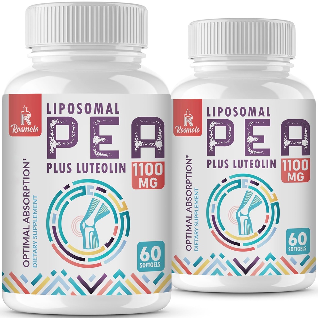 Liposomal Palmitoyletanolamid 1000 mg + Luteolin 100 mg, Groszek mikronizowany 99% Wysoko Oczyszczony - Zwiększenie wchłaniania i dostępności biologicznej, 120 Softgels