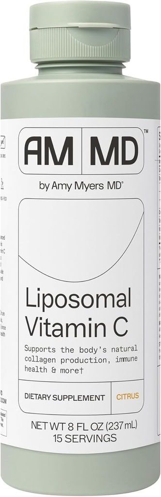Amy Myers MD Witamina liposomalna C - Nie-GMO Suplement Wysoko- Wchłaniający dla immunologicznego wsparcia & Kolagen produkcji - Bezglutenowy, Non-Dairy & Non-Soy