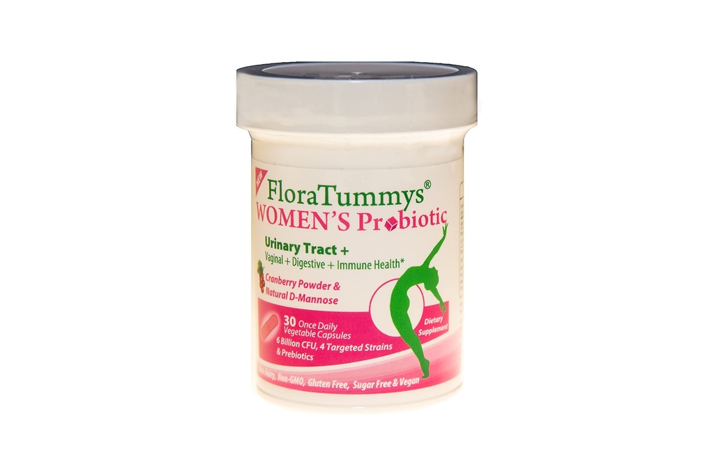 FloraTummys Kobiecy Probiotyk, Urynary Tract Digestive Immune System Health, Żurawinowy proszek, Kosher Certified, Non-Dairy, Gluten Free, Non-GMO