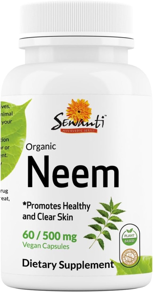 Sewanti Neem kapsułki - Wysoka moc ekstrakt kapsułki, Herbal Supplement for Skin Health & Immune Support - Bilans pokarmowy kapsułki 500 mg