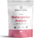 Proste, żyjące, arbuzowe białko w proszku, 12 Grams Organic Plant Based Protein Powder bez sztucznych słodzików, Non Dairy, Non-GMO, Wegan, Gluten Free, Keto Drink Mix (10 oz)