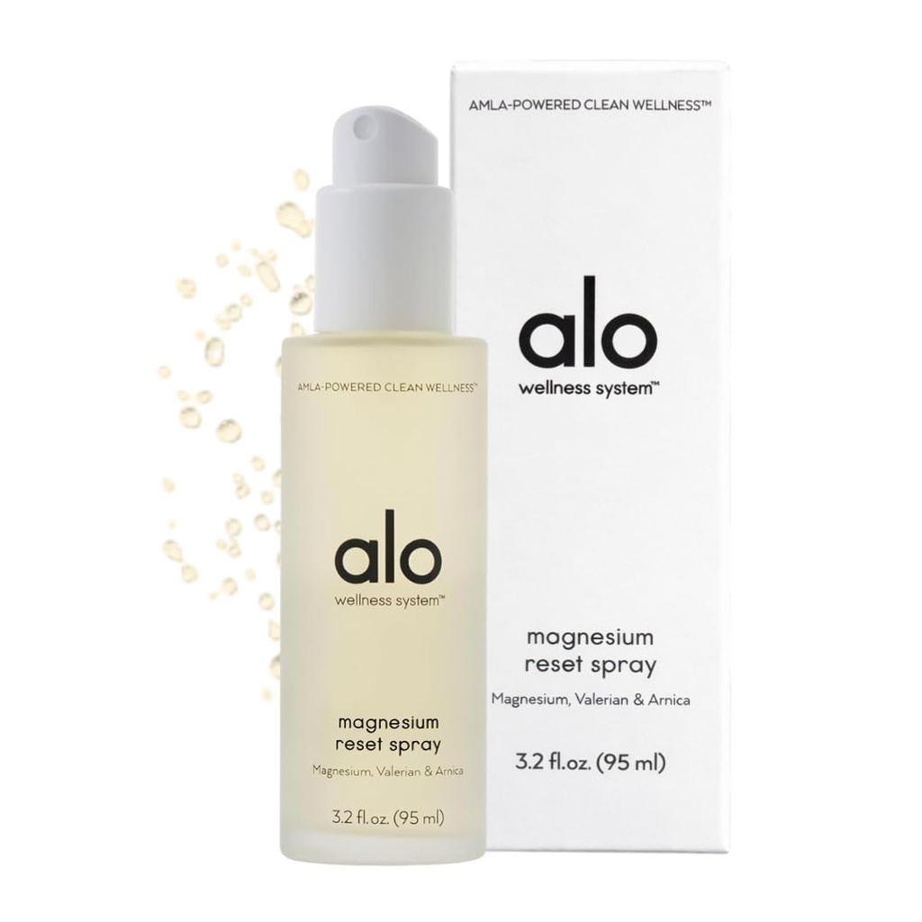 Alo Magnezu Reset Spray Body 124; Dla Sleep & Natural Stress Relief - Calming Mieszanka z magnezem, Valerian Root, Arnica & Esential Oils Size 124; Made in USA - 3.2 oz
