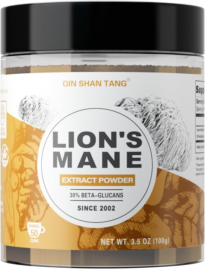 Lion 's Mane Mushroom Powder, Real Fruiting Body Extract - 100g, Suplement mózgu do pamięci i skupienia, 30% Beta- glukany
