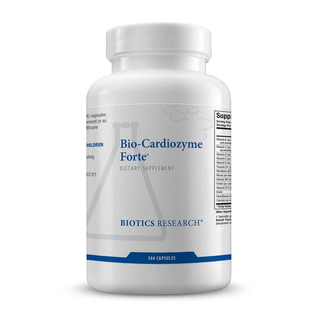 Biotics Research Bio Cardiozyme Forte Zdrowe serce Multivitamin, Broad Spectrum Formulacja Zaprojektowana do wspierania zdrowia i funkcji sercowo-naczyniowych, Potężny przeciwutleniacz Wsparcie 360 Kapsułki