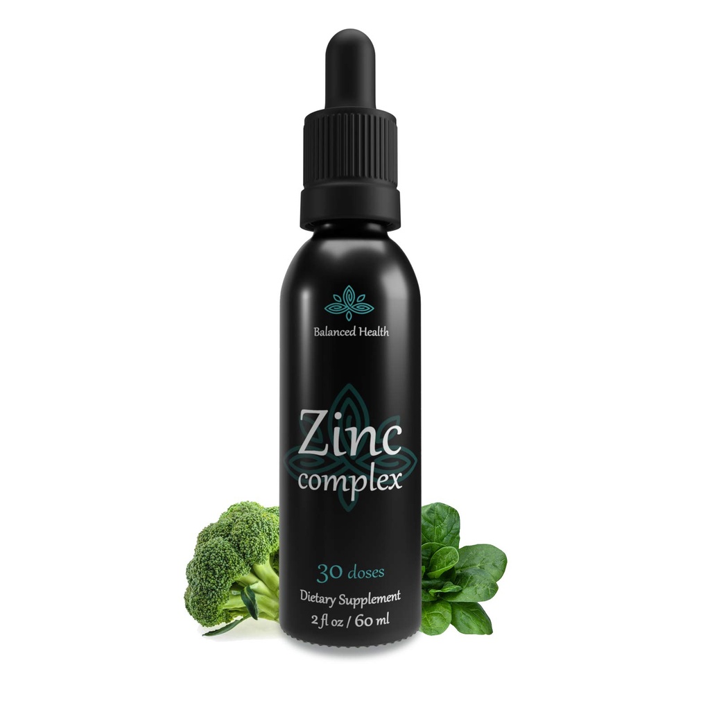 Cynk Complex - 30 Sług, 2oz, mięta peppermint Flavor, Wegan Płynny Jonowy Cynk Siarczan Krople Plus Ślad Minerałów dla Codzienne Wsparcie układu immunologicznego