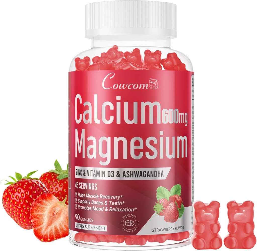 Gummy cynku wapnia i witaminy D3, B6, B12, immunologiczne i wspomagające zdrowie kości suplement magnezu wapnia dla kobiet, bezcukrowy Wegan Strawberry Flavor 90 Liczby