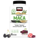 FAKTOR FORCE Perfect Maca, Maca Root i DIM Suplement z Saffron do Boost Energy and Mood, z żółtym i czarnym Maca, Witaminy, Minerały i przeciwutleniacze, Dark Cherry Flavor, 60 Soft Chews