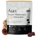 Auri Super Mushroom Daily Gummies - All- in- One Daily Mushroom Supplement Gummy - 12 Mushroom Blend with Chaga, Lions Mane, Reishi, Cordyceps - 60 Gummies