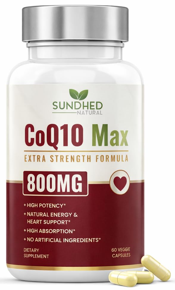 CoQ10 Potężny suplement przeciwutleniający - Extra Strong Formula 800mg, 60 Kapsułki, 1- Miesiąc dostaw z koenzymu Q10 Witaminy i suplementy