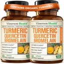 Quercetin with Bromelain Turmeric Curcumin Supplement - Ulga alergiczna, Joint & Immune Support - Organic Turmeric Supplement with Black Pepper (Bioperine) - Quercetin 500 mg kapsułki 2 opakowania