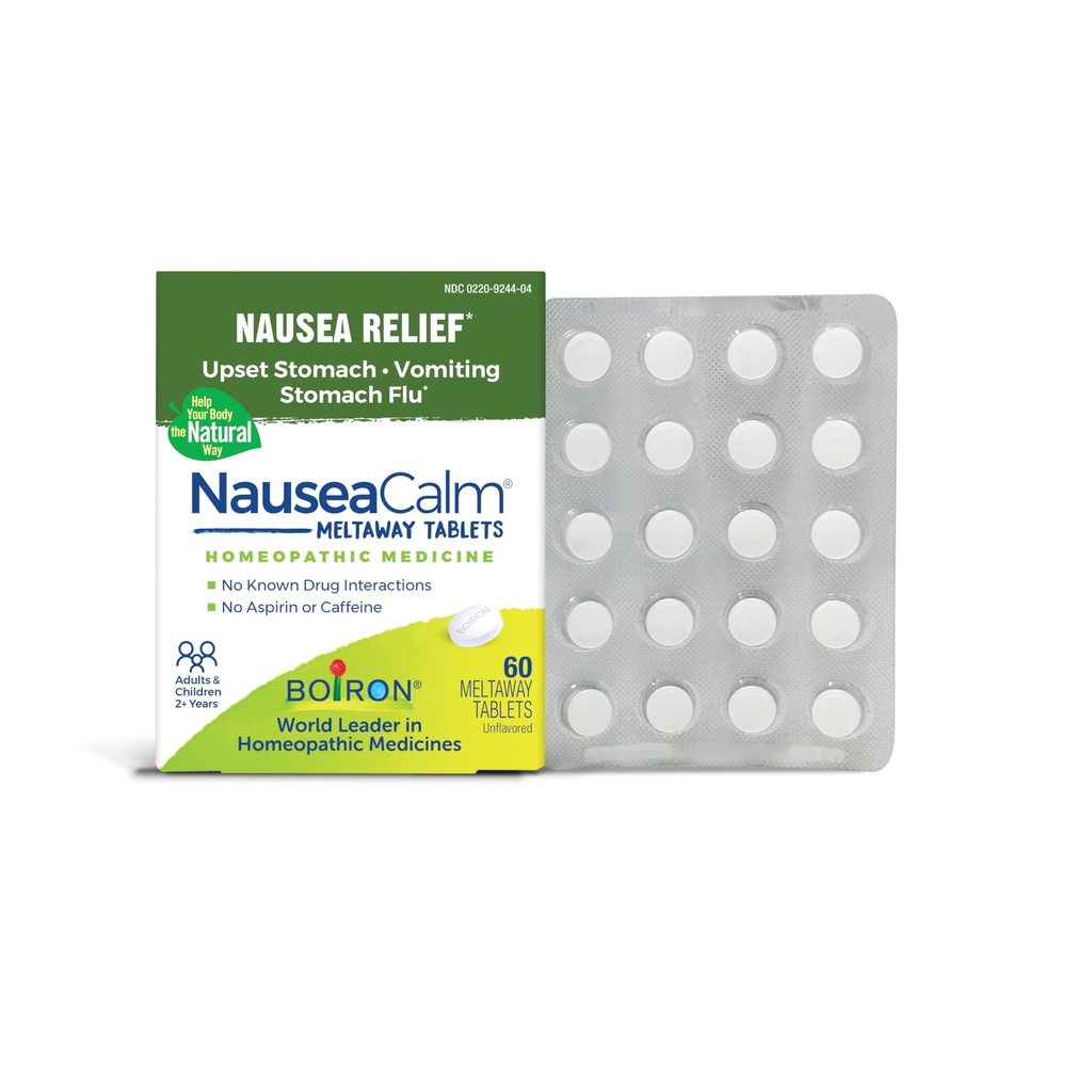 Boiron NuseaCalm Relief for Upset Stomach, Nudności, i Wymioty Ze względu na grypę żołądkową, Nadpobudliwość, lub Motion choroby - Non-Drowsy - 60 Count
