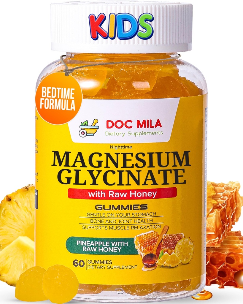 Magnezu Glucinate Gummies 100mg dla dzieci i dorosłych - Formuła Bedtime, suplement do głębokiego uspokajania - Slicinato de Magnesio