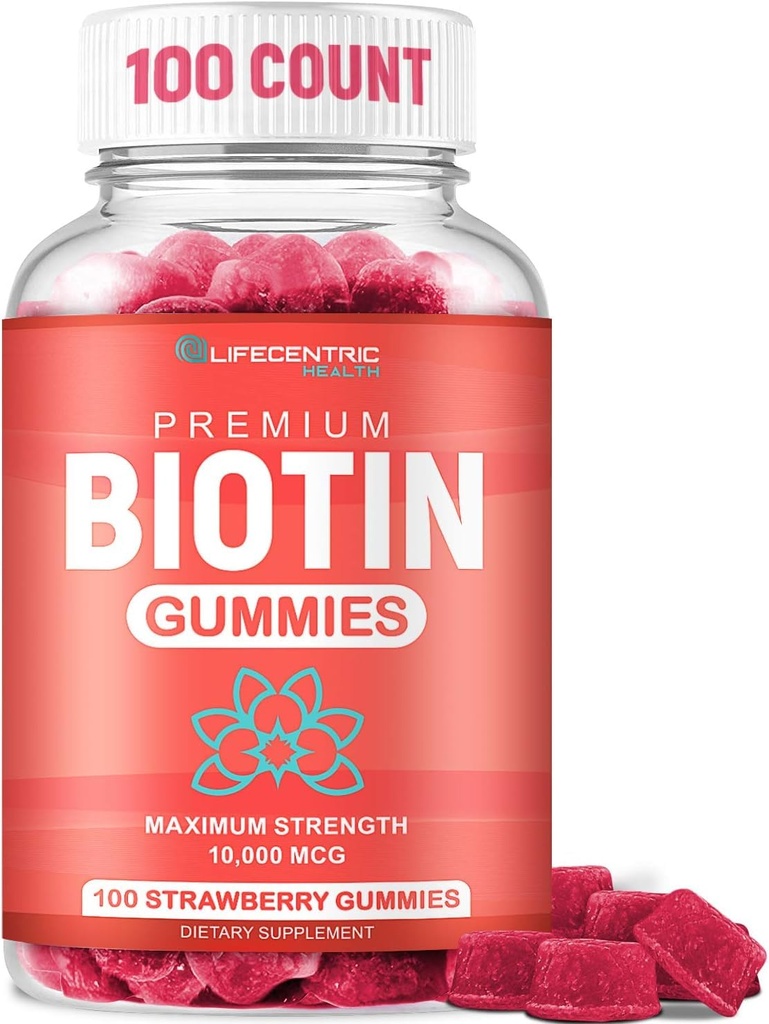 Biotin Gummies for Hair Growth Growth 124; Max Siła Biotin 10000mcg Zapobiega Tinning and Loss Growth 124; Chewable Biotin Supplement for Women and Kids Growth 124; 100 Hrabia Wegan Hair Gummies for Hair Skin and Nails