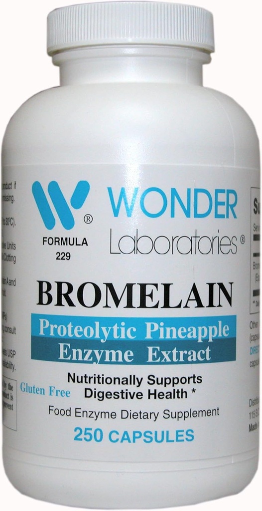 Wonder Labs Bromelain 2000 150mg, Proteolityczny ekstrakt enzymatyczny ananasa, odżywczo wspomagające zdrowie pokarmowe - 250 kapsułek