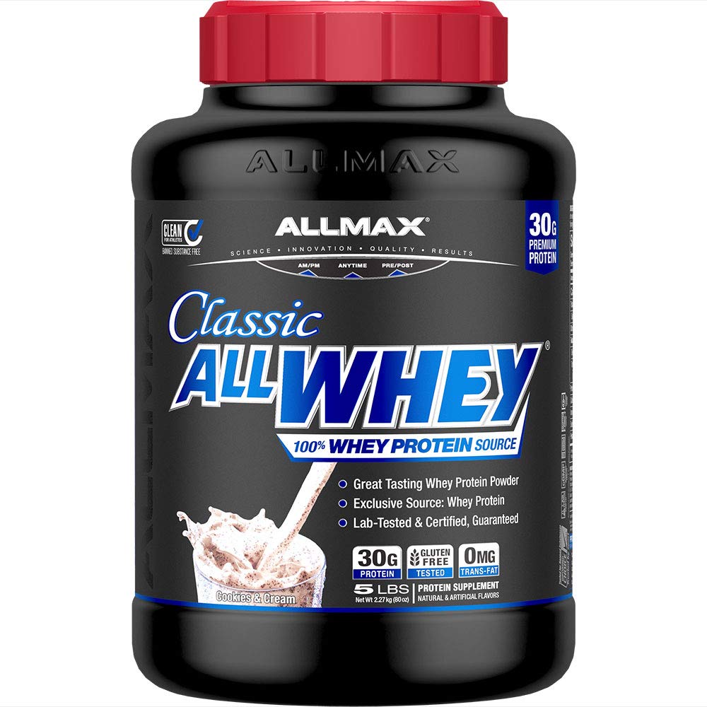ALLMAX Nutrition AllWhey Classic białka serwatki, Gluten Free, 24 g białka na Scoop, około. 49 Służenia, Cookies & Cream, 5 funtów