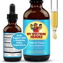 My Spectrum Heroes Calm & Focus Supplement Drops - Brain Support with L- theanine, GABA, Huperzine A - Enhance Focus for Kids or Adult - Boost Concentration for Kids & Teens - 2.02 FL oz. (60 ml)