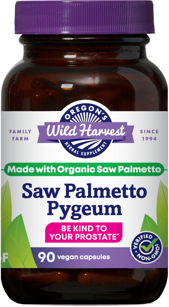 Oregon 's Wild Harvest Organic Saw Palmetto Pygeum Herbal Supplement in Vegan Kapsułki - 90 Count