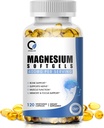 Magnezu Glicynian Kapsułki, Wysoka Absorpcja Magnezu Glicynian 400mg z witaminą B6 & D3 Magnezu Kompleks Suplementy Softgels dla mięśni, kości i energii Wsparcie Non-GMO 120 Wegan Hrabia