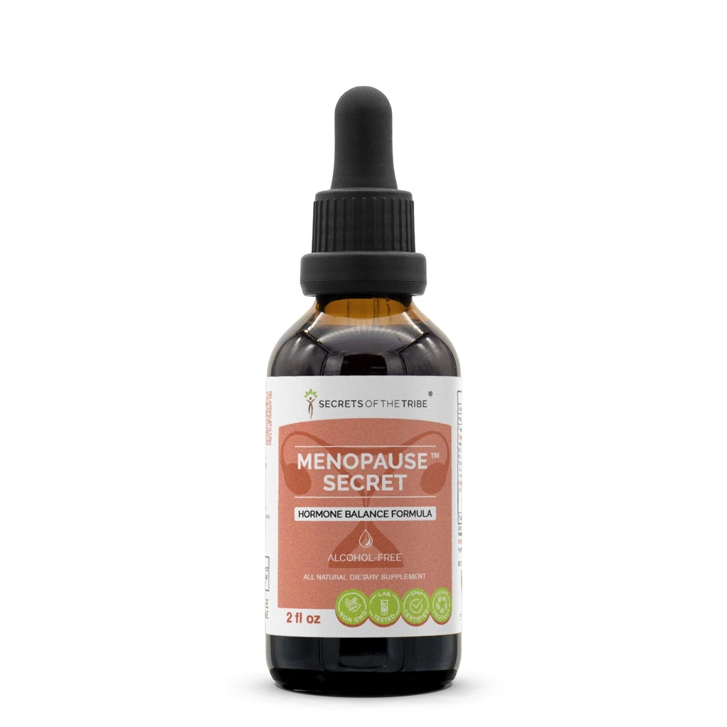 Menopauza Secret Alcohol-Free, Glicerite Black Cohosh, Vitex, Red Clover, Maca, Dong Quai, St. John 's Wort. nalewka, wyciąg ziołowy Hormon Równowaga Formuła 2 OZ