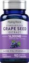 Piping Rock Grape Extract Kapsułki 124; 16 000 mg 124; 90 tabletek 124; Vitis Vinifera Supplement Supplement 124; Non- GMO, Gluten Free