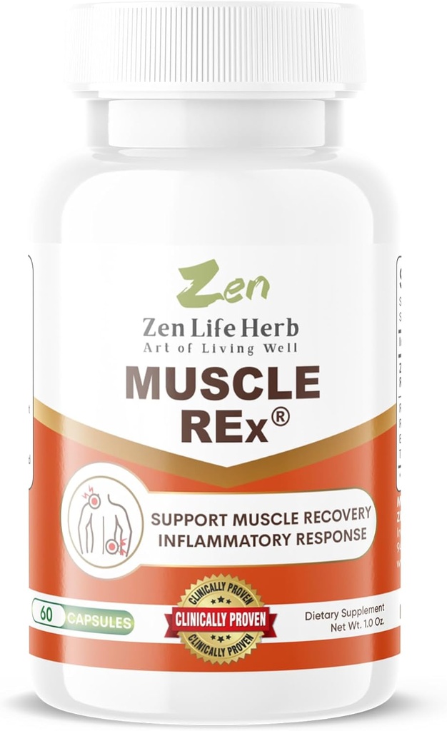 ZEN LIFE HERB Mięśnie REx - Joint, Mięśnie i Nerve Support - Relax Aches & Przewlekła Discomfort Plant-based Supplement (60 kapsułki)