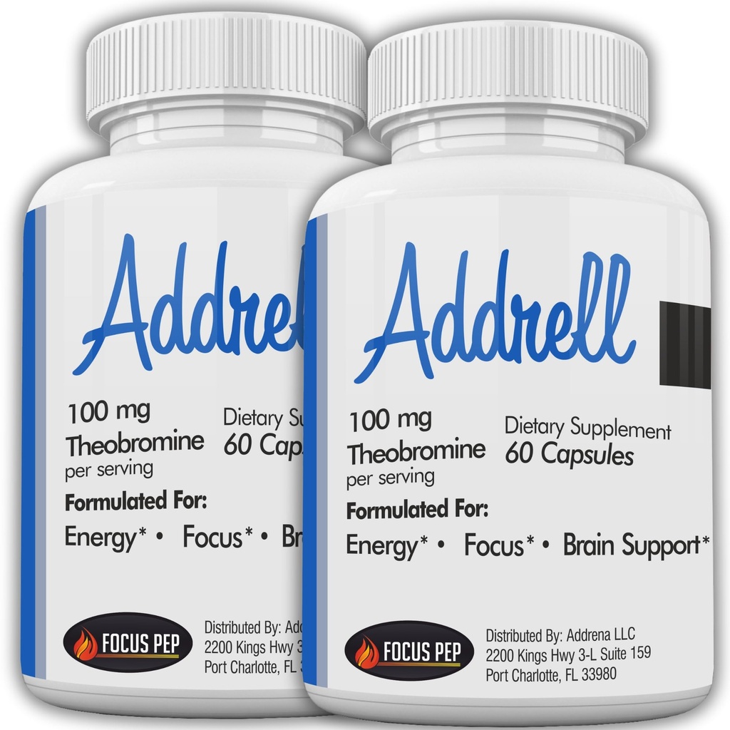 Addrell 2 Pack Energy Stimulant Pill- Suplement do badania alternatywny Pill, Naturalne suplementy nootropowe i Cognitive Enhancer Substitute do zwiększenia psychicznej uczciwości - 120 Kapsułki