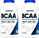Nutricost BCAA 1000mg, 500 kapsułki (250 Serv), 2: 1: 1 Acidy rozgałęzione (500 mg L- Leucyny, 250 mg L- Isoleucyny i L- Valiny) (2 butelki)