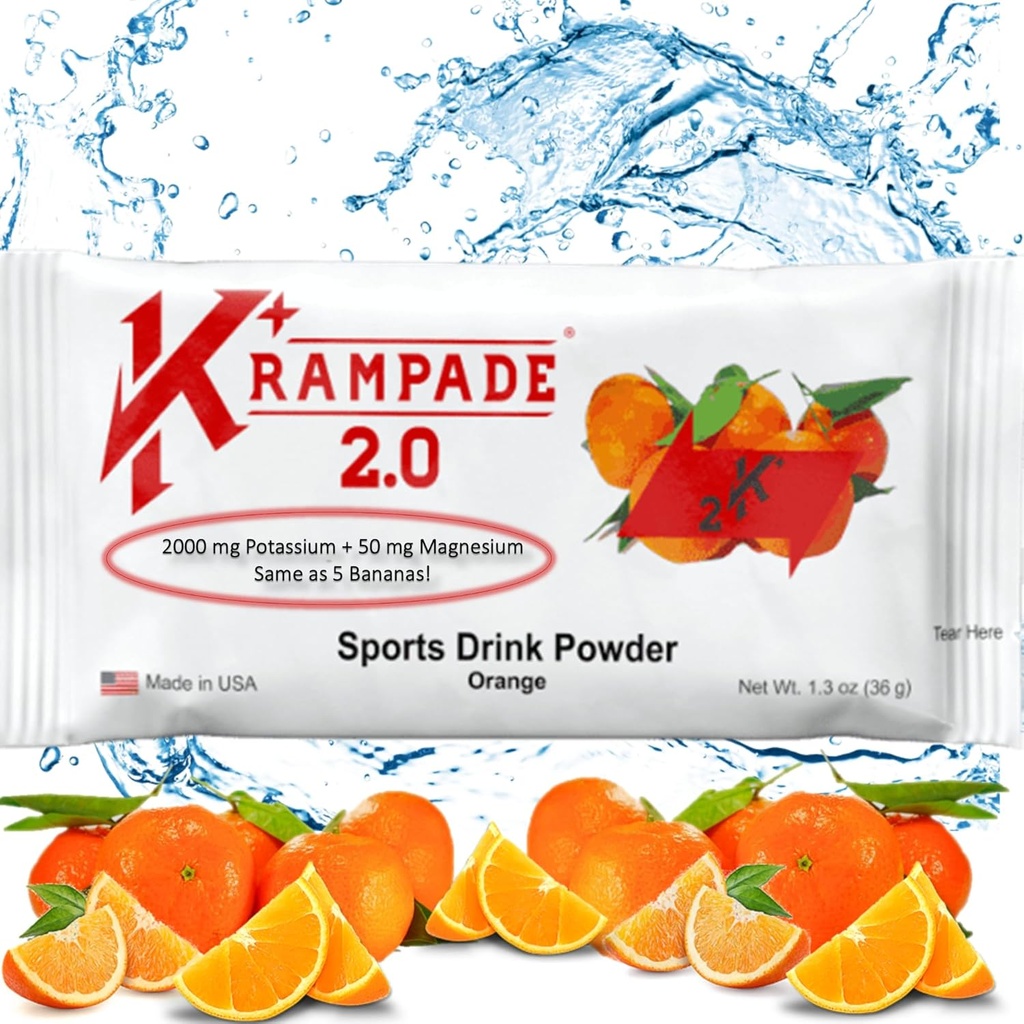 Krampade Potasu suplement magnez elektrolity Proszek - 50 mg Mag + 2000 mg K, > 2X Więcej niż kokosowe wody 124; Cramp Relief Plus 124; Nawadnianie Pakiety
