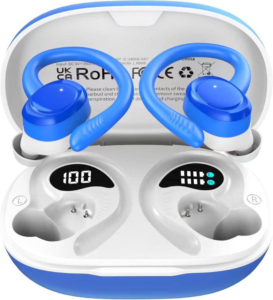 Wireless Earbud Bluetooth Ear Buds, Dioda LED IPX7 Wodoodporna