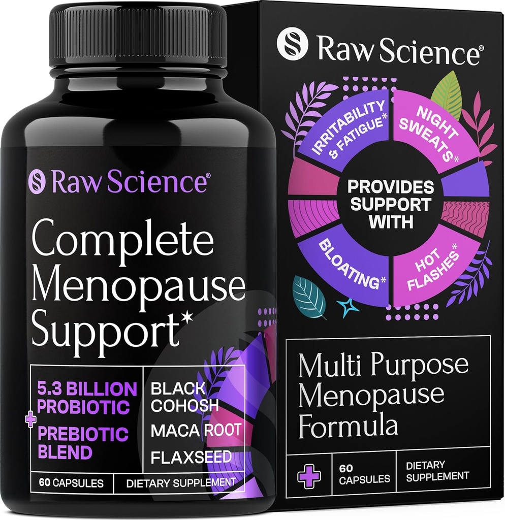 Menopauza Suplementy dla kobiet - czarny Cohosh dla Menopauza Gorące błyski, nocne poty i hormon Równowaga z DIM, Vitex, Dong Quai, Red Clover - Kompletne Menopauza Wsparcie zdrowia pochwy, 60 Kapsułki