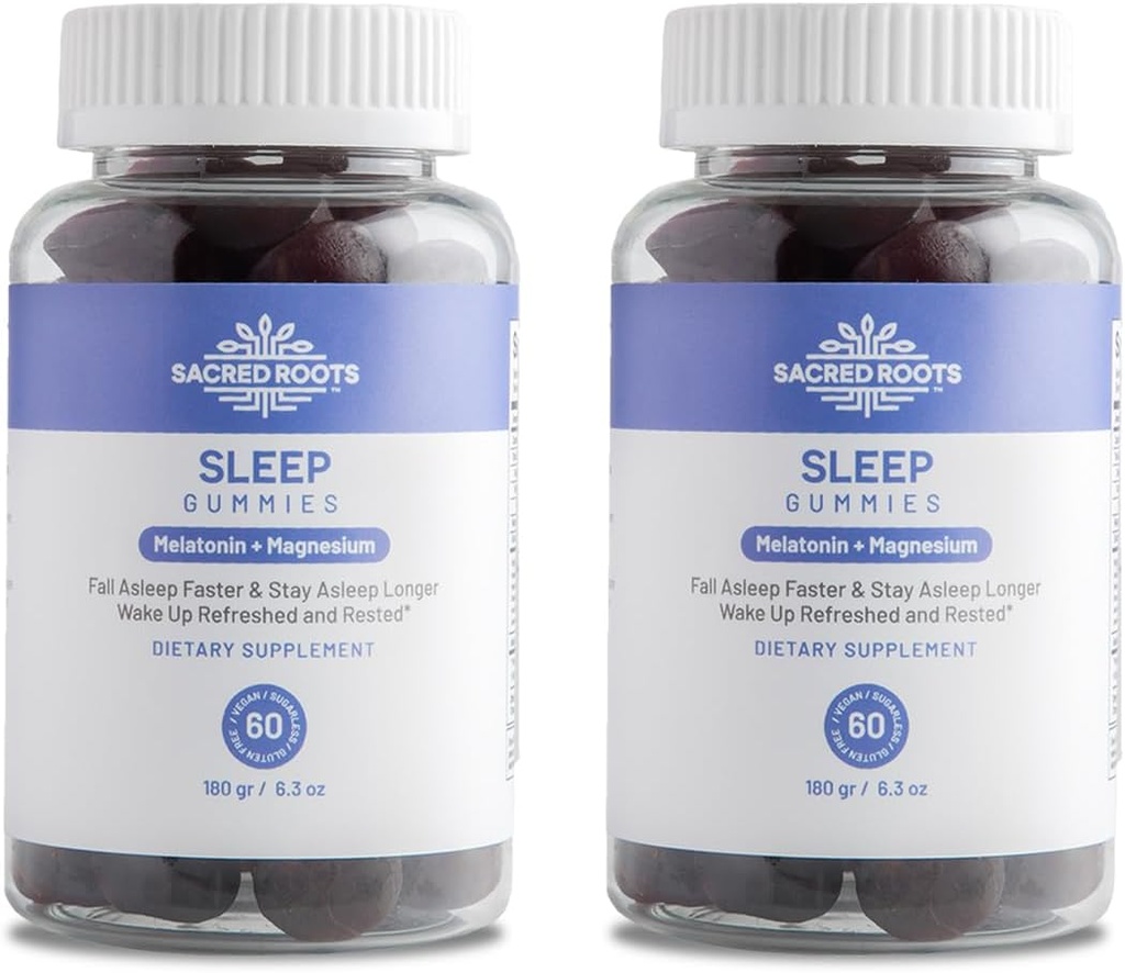 Gumie senne - Bezcukrowe Gummie melatoniczne z magnezem do wspomagania snu - Mieszanka botaniczna naturalnych składników - Keto, Wegan, Non-GMO & Gluten- Free - Made in USA (60 Servings)